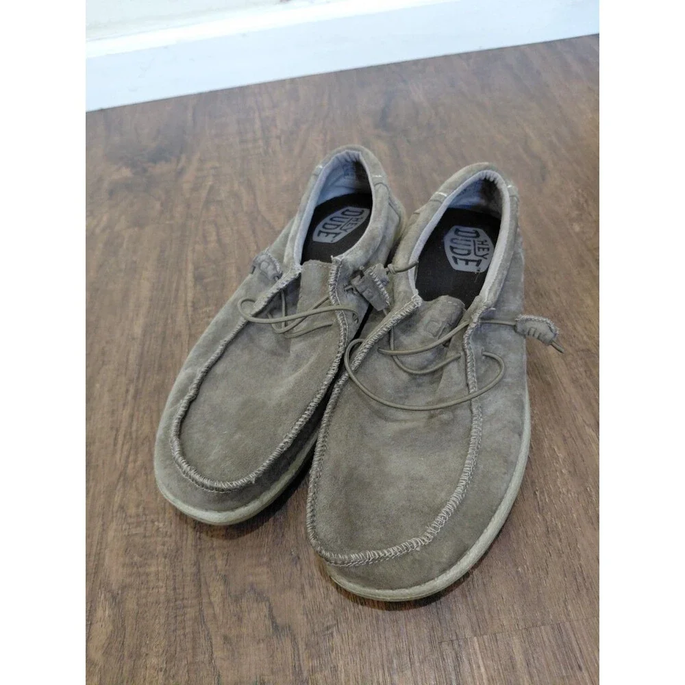 Hey Dude Wally Suede Toffee Casual Comfort Sneakers Sterling Men Size 12